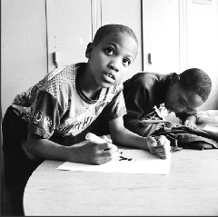 Schwarze Kinder an einer amerikanischen Primarschule